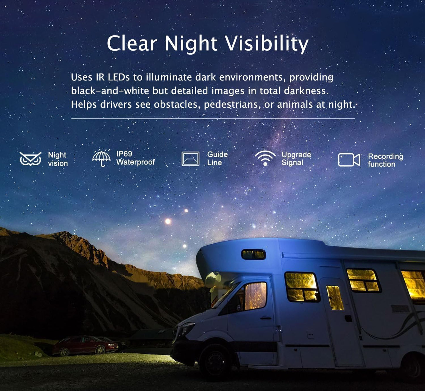 Digital Wireless Backup Camera System Kit,HD 1080P & IP69 Waterproof Wireless Reverse Rear View Camera + 7’’ DVR Split Touch Monitor, Recording for RV/Truck/Trailer/Motorhome-ZEROXCLUB B701