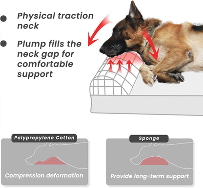 Laifug Orthopedic Memory Foam Dog Bed with Pillow and Durable Water Proof Liner & Removable Washable Cover & Smart Design Medium (34"x22"x5.5"), Grey