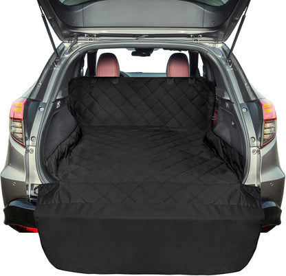 F-color SUV Cargo Liner for Dogs, Water Resistant Pet Cover Dog Seat Mat SUVs Sedans Vans with Bumper Flap Protector, Non-Slip, Large Size Universal Fit, Black - Pawvie