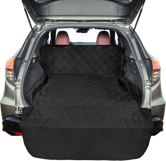F-color SUV Cargo Liner for Dogs, Water Resistant Pet Cover Dog Seat Mat SUVs Sedans Vans with Bumper Flap Protector, Non-Slip, Large Size Universal Fit, Black - Pawvie