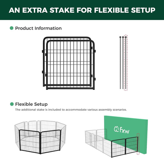 FXW Homeplus Unleashed Indoor Dog Playpen - Stress-Free and Safe Play, Heavy Duty 24 Inch 2 Wire Panels Dog Pen for Puppy and Small Dogs, Black│Patented