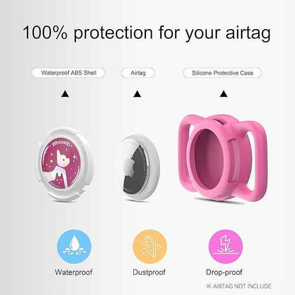 Waterproof Airtag Dog Collar Holder, Silicone & ABS Airtag Holder for Dog & Cat Collars, Ultra-Durable, Lightweight and Protective Airtag Case (Rose-1, Regular)