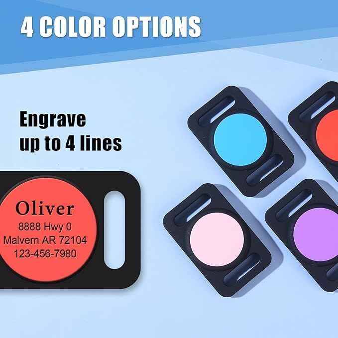 Personalized Engraved Compatible with Airtag Pet Collar Holder,Slide On Compatible with Airtag Case,Adjustable Dog Collar Pet ID Tag,Custom Name Phone for S, M, Large Dogs and Cats (Large Red)
