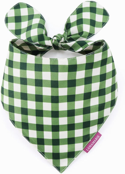 LunaMarie - Luxury Pet Birthday Bandanas -Premium & Silky Poly Fabric | 100% Handmade | Custom Shape Dual Layered (Olive, Medium)