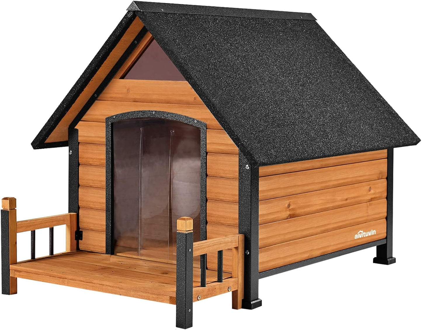 Outdoor Dog House, Waterproof Puppy Shelter Indoor Doghouse with Elevated Floor, Anti-Bite Design Dog Home for Small Medium Dogs with Porch - Pawvie