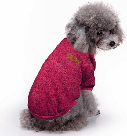 Jecikelon Dog Clothes Dogs Sweater Soft Puppies Clothing Winter Puppy Sweaters Warm Outfit for Dogs Small XXS XS Cat Apparel (Wine red, L)
