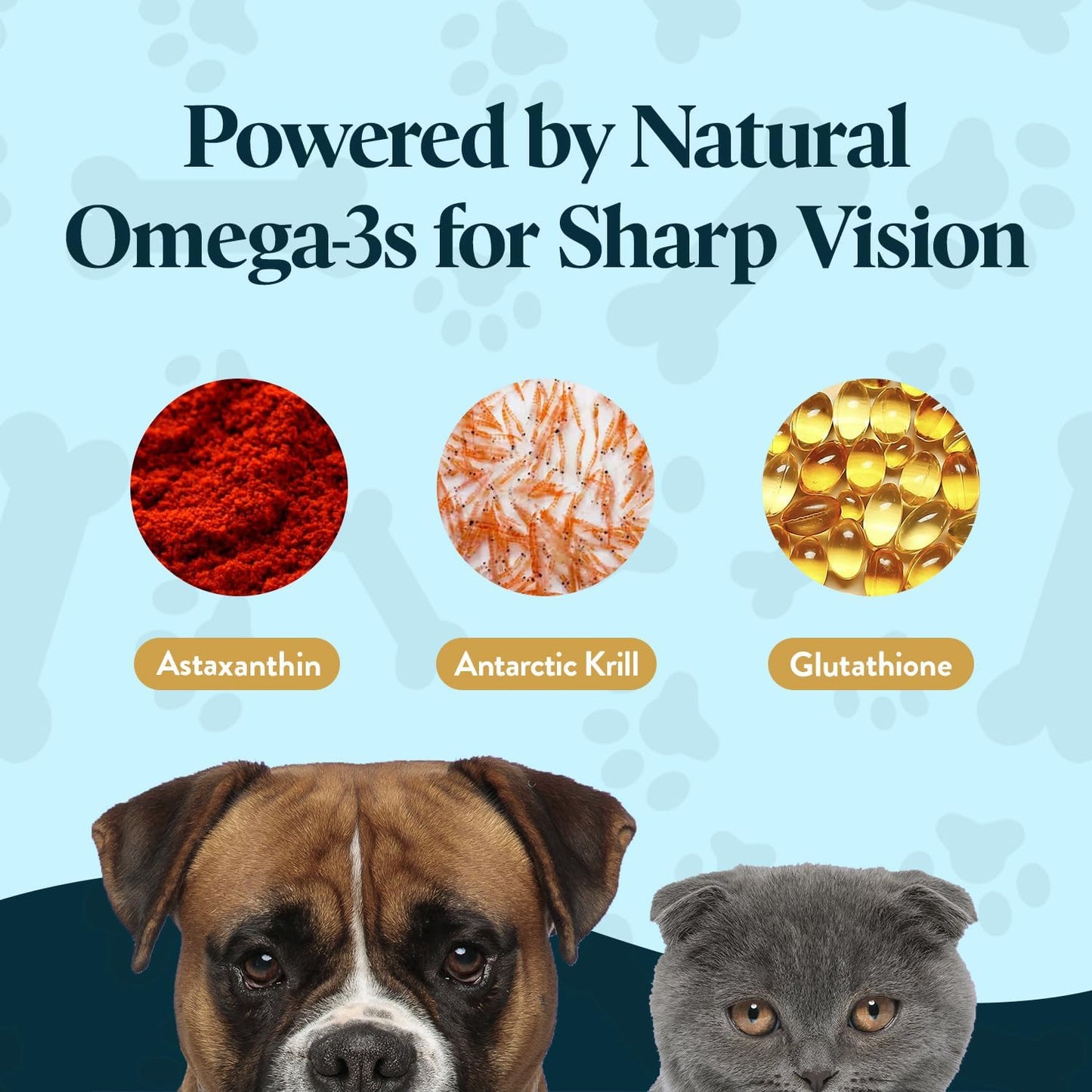 Vision Chews Eye Supplements for Dogs & Cats, Natural Chicken Flavor, Contains Omega 3, Lutein, Antioxidants, & More, Cat & Dog Eye Supplements, No Preservatives, Made in USA, 1 Bag, 15 Chews