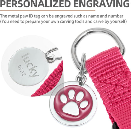 PUPTECK No Pull Dog Harness Soft Adjustable Basic Nylon Step in Puppy Vest Outdoor Walking with ID Tag DeepPink