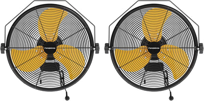2PCS 2600 CFM 14 inch Outdoor High Velocity Wall Mounted Fan, 3-Speed Metal Fans with IP44 Enclosure Motor, Industrial Grade Weatherproof Wall Fan for Patio, Greenhouse, Garage, and Gazebo