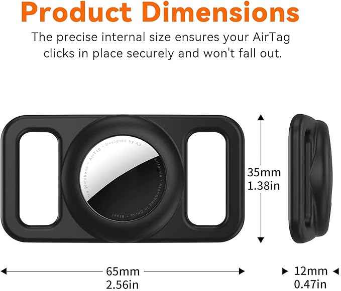 for Airtag Dog Collar Holder (1-Pack Black) | Waterproof & Secure Silicone Case for AirTag | Anti-Lost Pet Tracker Cover for Dogs & Cats