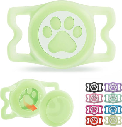 Waterproof Airtag Dog Collar Holder for Apple Air Tag, Silicone Glow Dog Airtag Holder for Dogs & Cats Collars(Luminous)