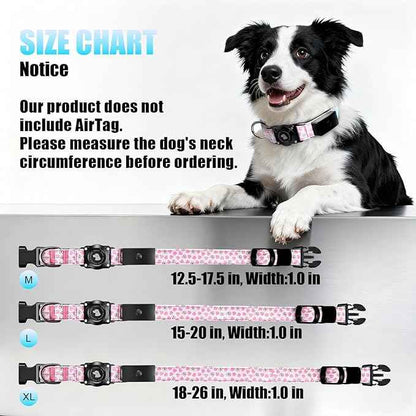 LED AirTag Dog Collar - Brightest Light Up Dog Collars - IP68 Waterproof Air Tag Dog Collar Holder - 1,600 Feet of High Visibility - Magnetic Charging - Dog Lights for Night Walking (Heart, L)