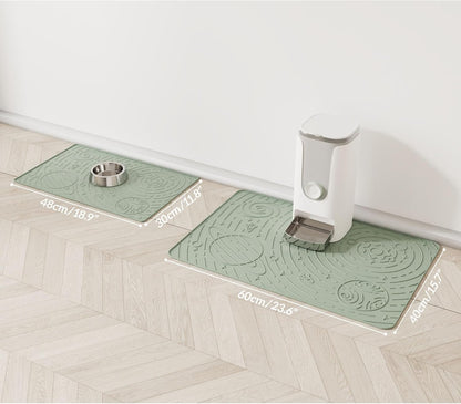 OHMO Dog Food Mat, Silicone Waterproof Cat Food Mat, Non-Skid Spill Proof Pet Feeding Mat for Food and Water, Easy to Clean Dog Placemat(Sage Green, 18.9" x 11.8")