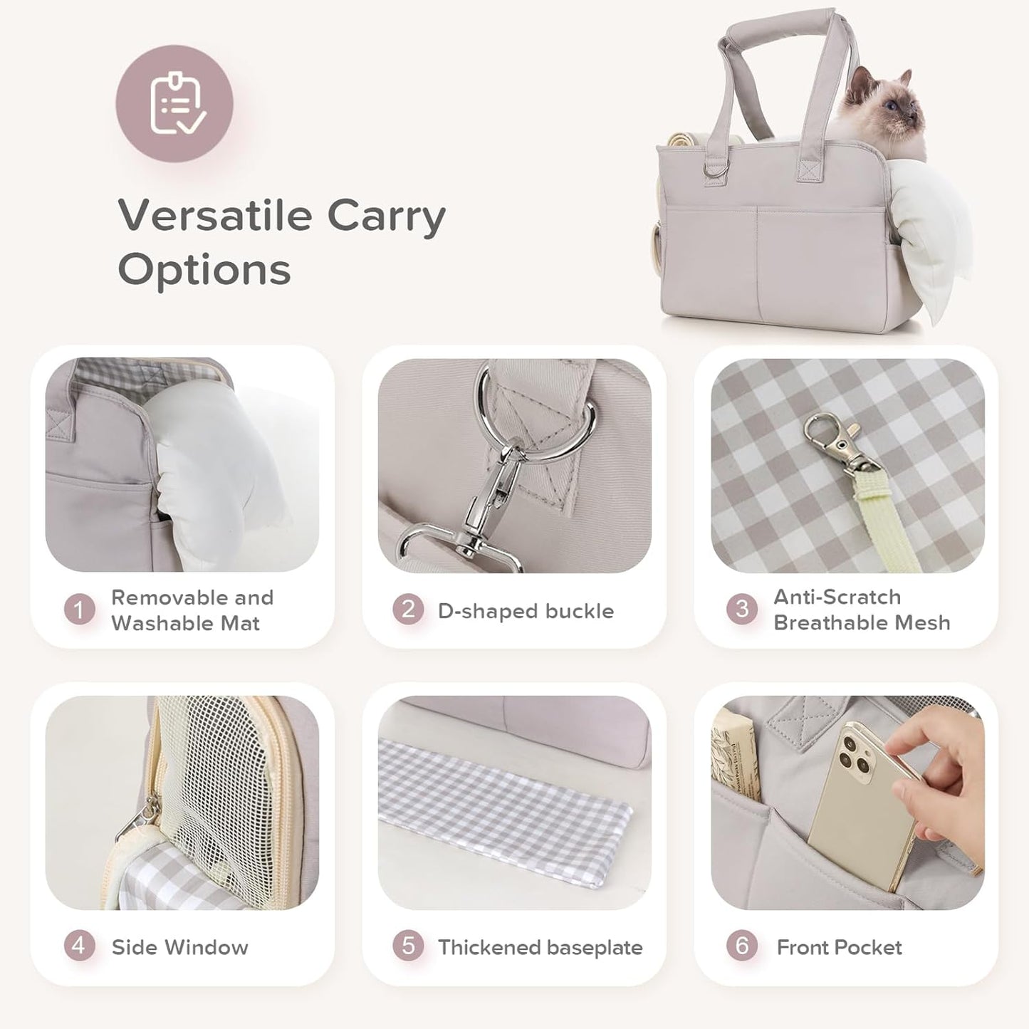 Dog Carriers for Small Dogs, Soft Sided Folding Small Dog Carrier for Dogs Medium Cats Puppies up to 13 Lbs, Washable Breathable Puppy Carrie Carrier for Outdoor Travel (Small Gray)