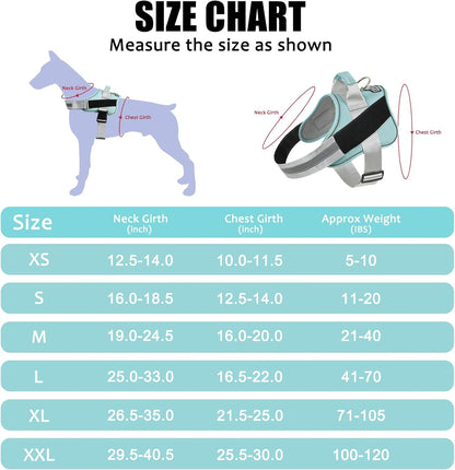Bolux Dog Harness, No-Pull Reflective Dog Vest, Breathable Adjustable Pet Harness with Handle for Outdoor Walking - No More Pulling, Tugging or Choking