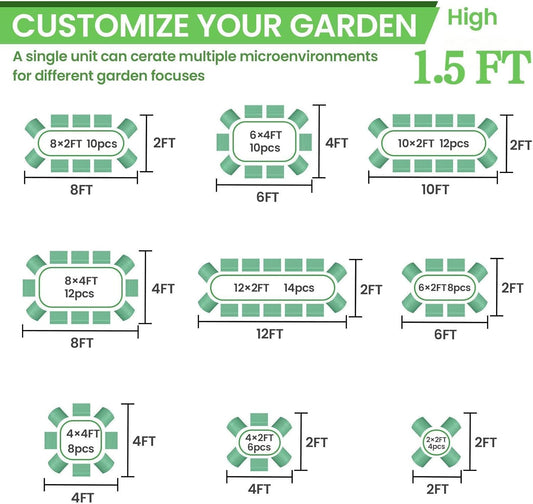 BTDVR 2 PCS 9 in 1 Tall 8×2×1.5ft Galvanized Raised Garden Bed Outdoor, Metal Raised Beds for Vegetables, Above Ground Garden Box for Flower, Steel Garden Bed for Gardening