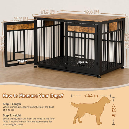 48 Inch Heavy Duty Dog Crate Furniture for Large Dogs, Decorative Pet House End Table, Extra Large Wooden Cage Kennel Furniture Indoor