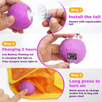 Interactive Cat Toys Mouse Ball, Motion Activated Cat Ball Super Fast in Mice Holes Cat Tent Tunnel