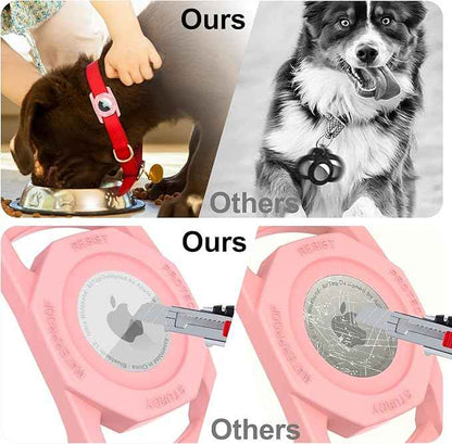 SANKALA Airtag Dog Collar Holder, [1 Pack] Waterproof Airtag Case for Dog Collar, TPU & Silicone Full Body Covered Anti-Lost Apple Air Tag Collar Holder Airtag Case for Pet Collar Backpack, Pink