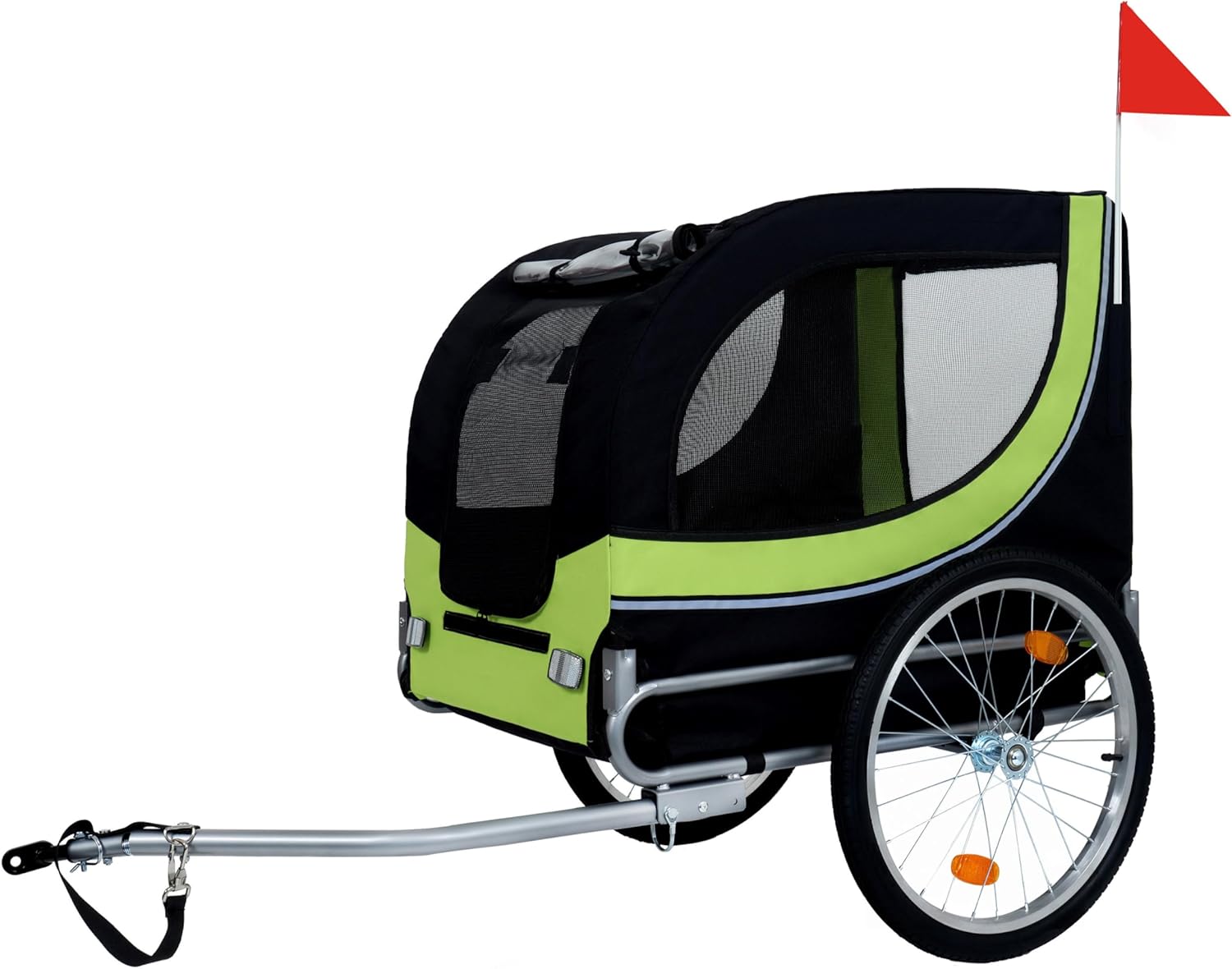 Blue-Grey Large Folding Bike Trailer for Dogs – Heavy-Duty Steel Frame, 66LB Capacity Pet Carrier for All-Terrain Cycling, Jogging & Camping Adventures! - Pawvie