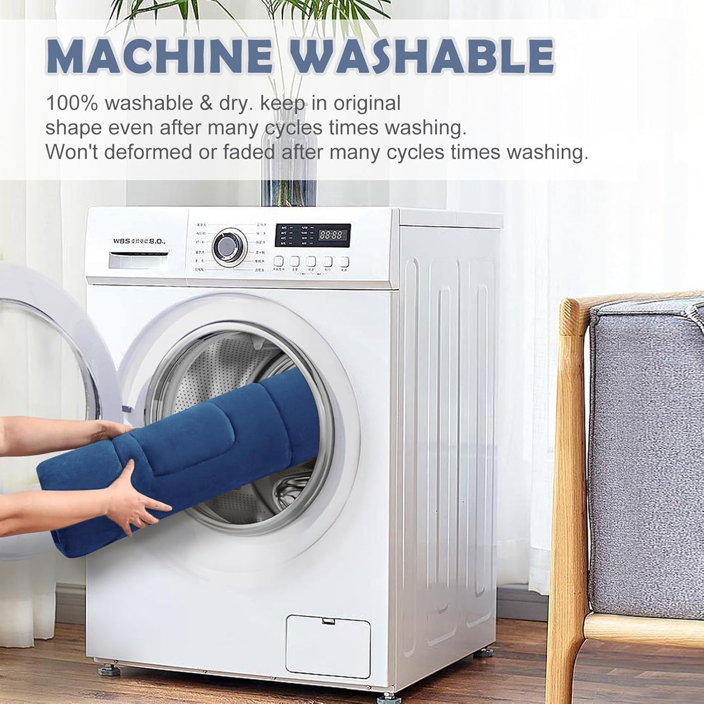 JoicyCo Dog Bed Soft Dog Crate Bed Pad Mat, 42 in Non Slip Bottom Washable Dog Beds for Large Dogs, Pet Bed Mattress Kennel Pad, Dark Blue