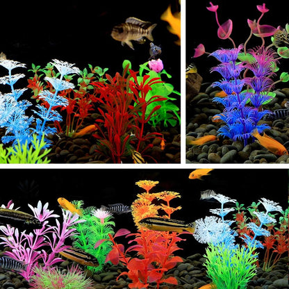 CousDUoBe 17 Pack Fish Tank Plants, Small Aquarium Plants Artificial, Used for Household and Office Aquarium Decoration