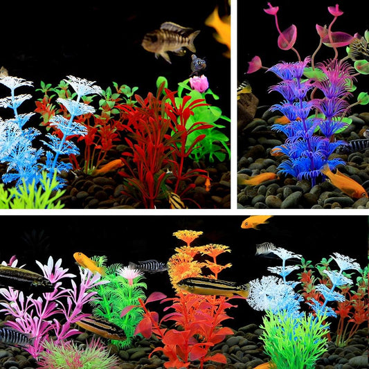 CousDUoBe 17 Pack Fish Tank Plants, Small Aquarium Plants Artificial, Used for Household and Office Aquarium Decoration