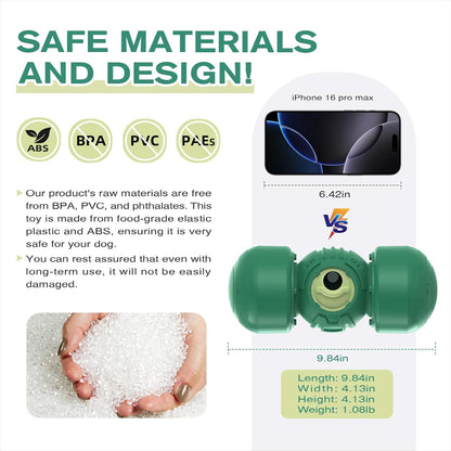 KADTC Dog Treat Dispener Toys Rolling Giggling Indestructible Puzzle Feeder Toy Adjustable Food Dispensing Speed for Medium/Large Aggressive Chewers Breed