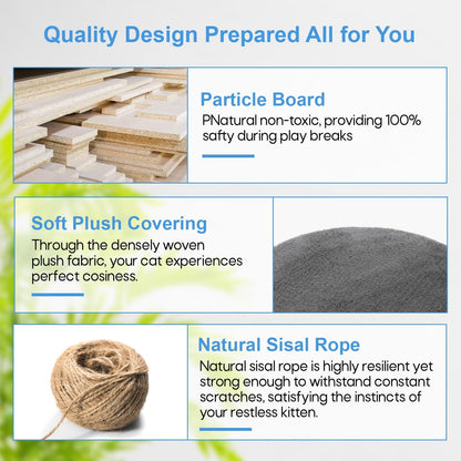 FDW Cat Tree 54in Cat Tower Multi-Level Durable Cat Scratching Post & Cozy Fun Cat Jumping Platform Space Saving Cat Condo Pet Play House for Indoor Cats,Light Gray