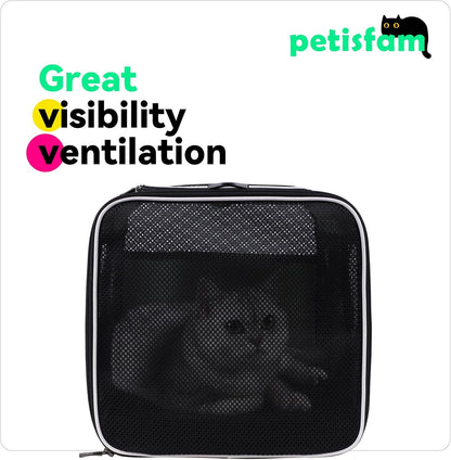petisfam Easy Load Pet Carrier for Large, Medium Cats, 2 Cats and Small Dogs with Comfy Bed. Easy to Get Cat in, Escape Proof, Easy Storage, Washable, Safe and Comfortable for Vet Visit and Car Ride - Pawvie