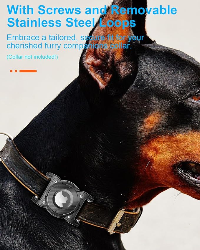 ONEONTA for Airtag Dog Collar Holder 4 Pack | Airtag Dog Waterproof - Airtag Holder for Dog Collar with Removable Metal Loop, Sturdy TPU,Lightweight,Compact Size,Fit 1" Width Collar,Airtag 1st,2nd Gen