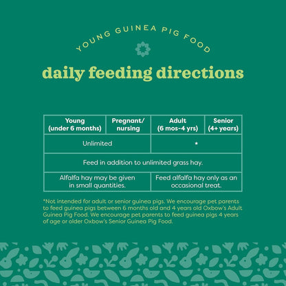 Oxbow Essentials Guinea Pig Food, Young Guinea Pig, Made Alfalfa Hay, Pet Food Pellets with Vitamin C, Small Animal Pet Products, Made in USA, High Fiber, 5 lb. Bag