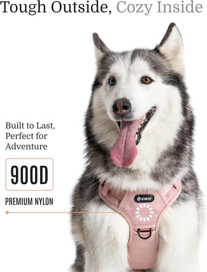 2025 New Edition, Fei & Eve MagEase Dog Harness - 3-Second Magnetic Buckles | 3-Point No-Pull Control | Heavy-Duty 900D Nylon | Dual Safety Handles | Breathable Mesh | Adjustable Fit | X-Large, Pink