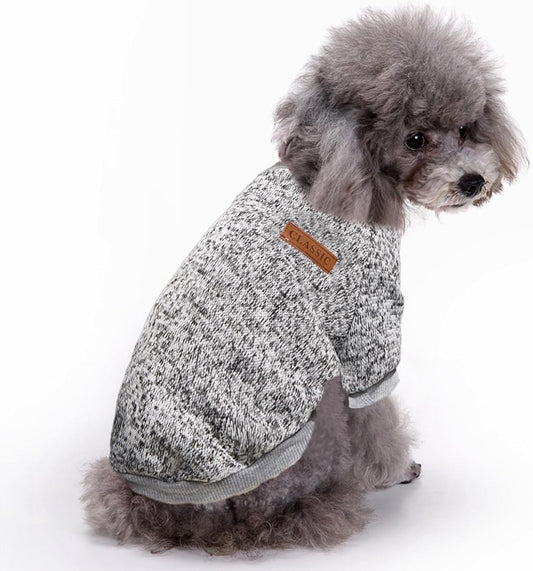 Jecikelon Dog Clothes Dogs Sweater Soft Puppies Clothing Winter Puppy Sweaters Warm Outfit for Dogs Small XXS XS Cat Apparel (X-Small, Grey)