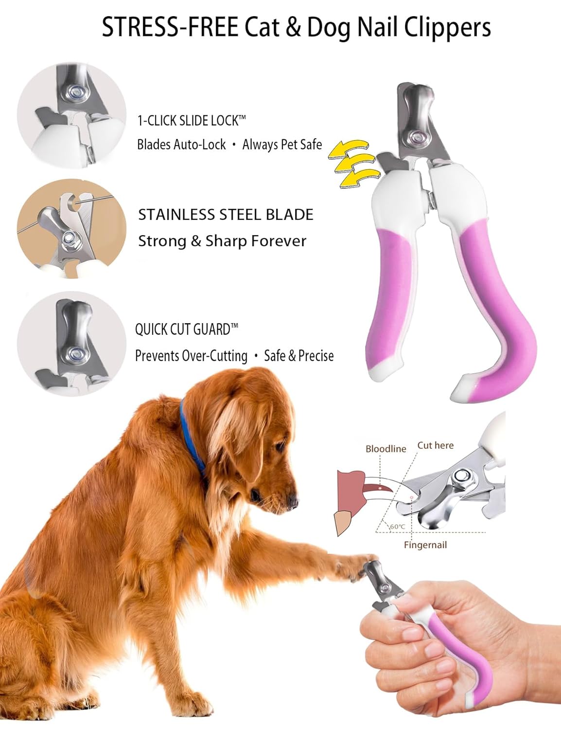 6ps Dog Cat Brush Grooming Kitf, Dog Cat Brushes, Bath Brush, Dematting Rake and Comb, Nail Clipper, Nail File, Flea Comb (Pink 6 Kits)