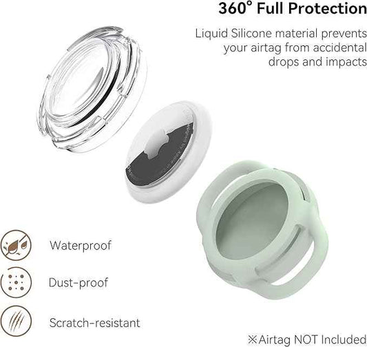 Waterproof Airtag Dog Collar Holder, Silicone & ABS Airtag Holder for Dog & Cat Collars, Ultra-Durable, Lightweight and Protective Airtag Case (Luminous, Large)
