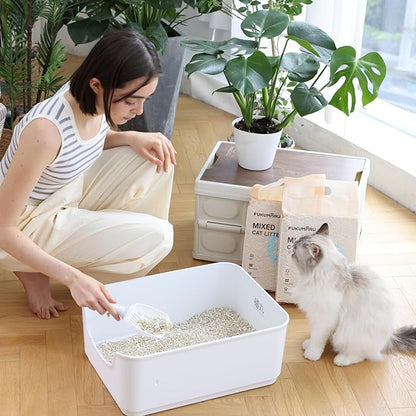 FUKUMARU Tofu Cat Litter, Super Ultra Absorbent, 18 LBS Clumping Cat Litter, Flushable, Natural, Lightweight, Dust Free, Quick Clumping, Low Tracking, Odor Control (6lb x 3 Packs)