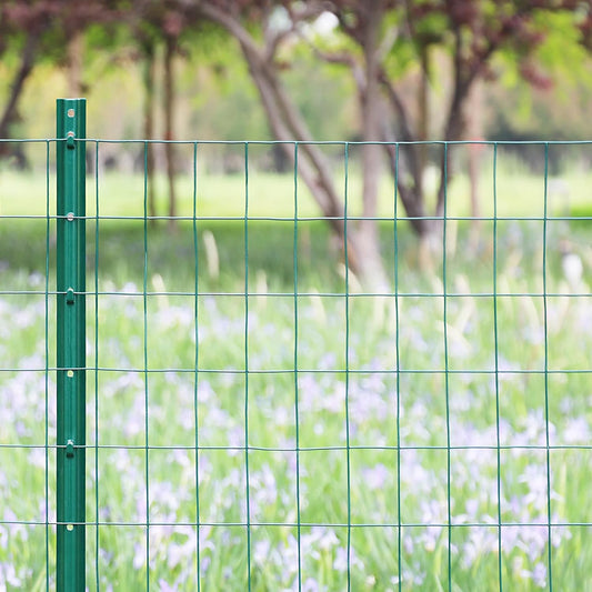 Green PVC Coated Welded Wire Fence 48 Inch x 25 Foot, 2 Inch x 3 Inch 16GA, Garden Border Fencing Roll Vinyl Coating Metal Wire Mesh for Yard Vegetable Plant Protection Poultry Netting