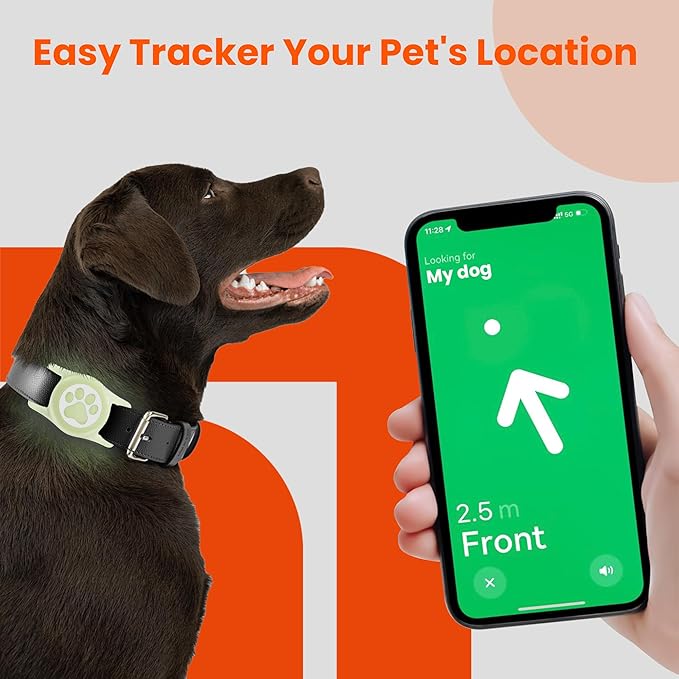 Waterproof Airtag Dog Collar Holder for Apple Air Tag, Silicone Glow Dog Airtag Holder for Dogs & Cats Collars(Luminous)