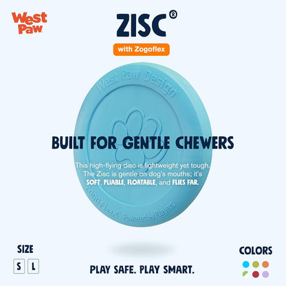 West Paw Zogoflex Zisc Dog Flying Disc, High Flying Aerodynamic Disc for Dogs Puppy – Lightweight, Floatable Disc for Fetch, Tug of War, Catch, Play – Doubles as Food/Water Bowl, Small 6.5", Aqua Blue
