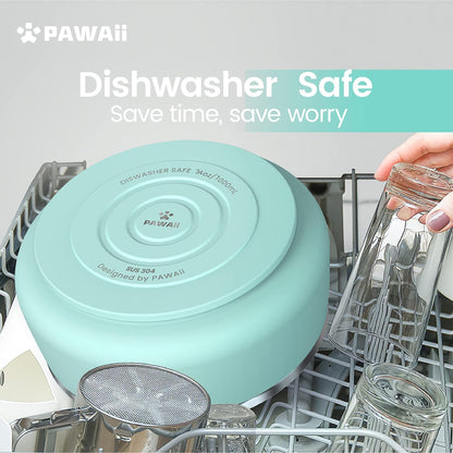 Pawaii Stainless Steel Dog Bowl with Non-Slip Rubber Base & Double Wall Insulation - Durable Design | Includes ID Tag | Dishwasher Safe Food & Water Bowl for All Dogs (34oz)