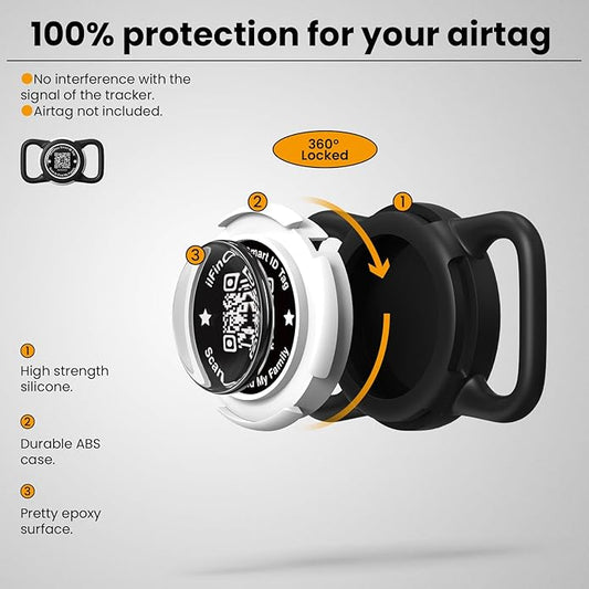 Waterproof AirTag Dog Collar Holder for Apple AirTag QR Code