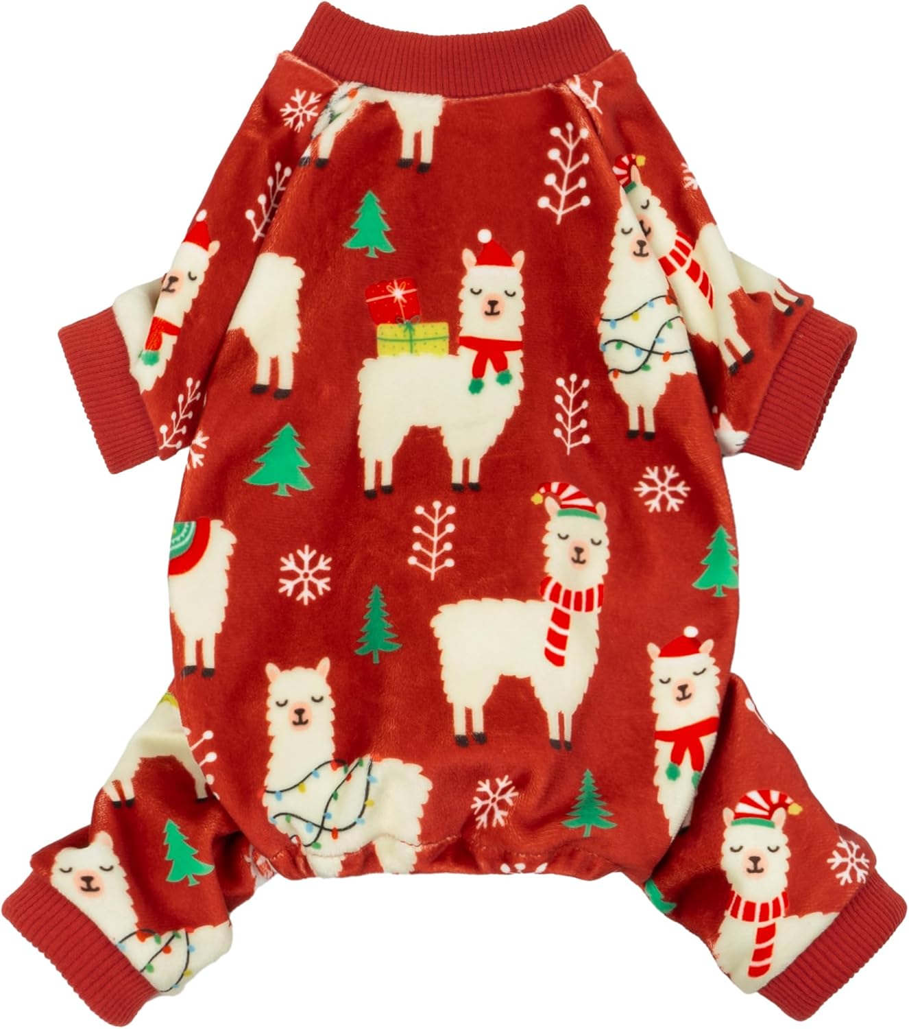 Fitwarm Christmas Alpaca Dog Pajamas, Christmas Clothes for Small Dogs Boy Girl, Holiday Pet Outfit, Red, Green, White, XXL
