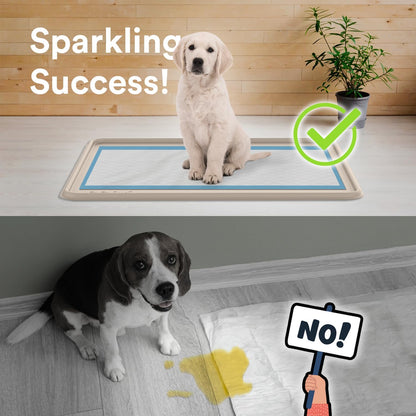 Pee Pad Tray Holder for Dogs - Fits Up to 22 x 22 in. Square Potty Training Pads No Spill Raised Lip High Edge Silicone Mat, Extra Thick and Non-Slip for Indoor Floor Protection (Small, Beige) | eenk
