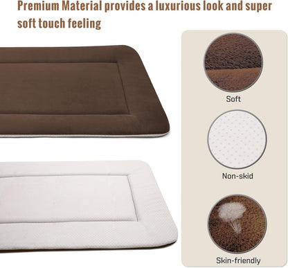 Magic Dog Bed Soft Crate Pad Mat for Medium/Large Dogs, 36 Inches Machine Washable Pet Bed Kennel Pad With Non-Slip Bottom, Dark Coffee