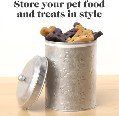 Amici Home Puppy Paws Galvanized Metal Food Canister (7CDI070)