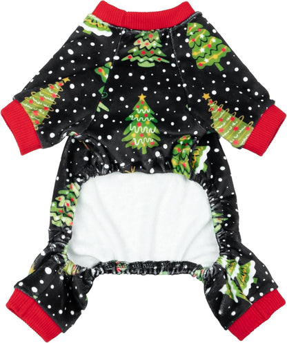 Fitwarm Christmas Tree Dog Pajamas, Christmas Clothes for Small Dogs Boy Girl, Holiday Pet Outfit, Black, Red, Green, Yellow, Large