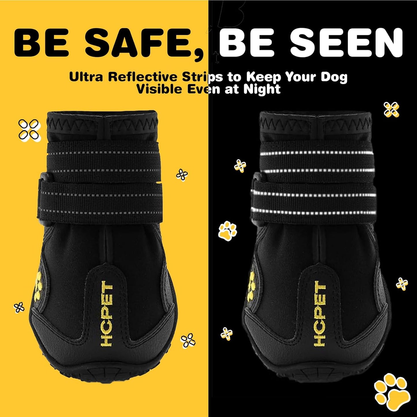 Hcpet Dog Shoes, Dog Boots for Small Dogs, Waterproof Medium Dog Booties Paw Protector for Summer Hot Pavement, Winter Snowy Day, Outdoor Walking, Indoor Hardfloors Anti Slip Sole Black Size 3