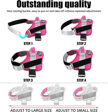Bolux Dog Harness, No-Pull Reflective Dog Vest, Breathable Adjustable Pet Harness with Handle for Outdoor Walking - No More Pulling, Tugging or Choking (Fuchsia, X-Small (Pack of 1))