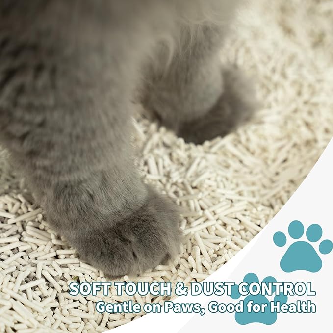 Plant-Based Cat Litter, Odor Control Quick Clumping Tofu Cat Litter, 12 lbs, Low Tracking Dust Control Lightweight Flushable Unscented Natural Kitty Litter